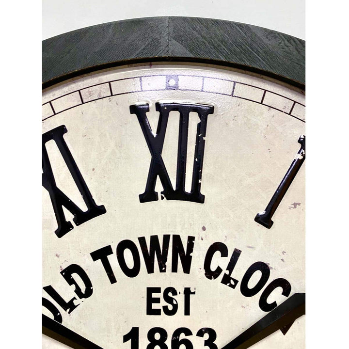 Victory Old Town Stamped Iron Wood Frame Roman Wall Clock 60cm CHH-991 3