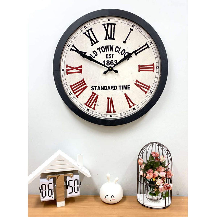 Victory Old Town Stamped Iron Wood Frame Roman Wall Clock 60cm CHH-991 5
