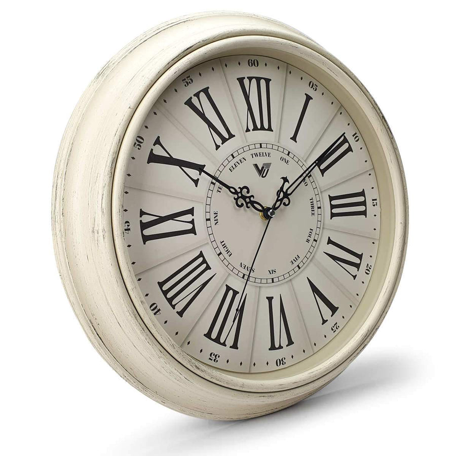 Victory Paisley Vintage Roman Wall Clock Cream 40cm CWH 6195White 1