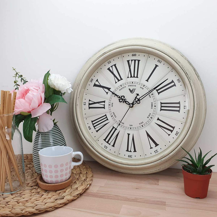 Victory Paisley Vintage Roman Wall Clock Cream 40cm CWH 6195White 2
