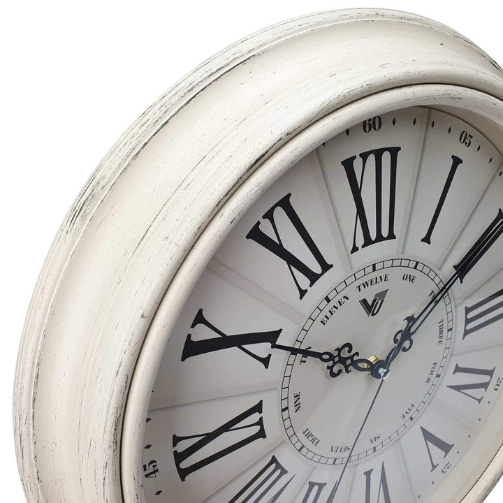 Victory Paisley Vintage Roman Wall Clock Cream 40cm CWH 6195White 5