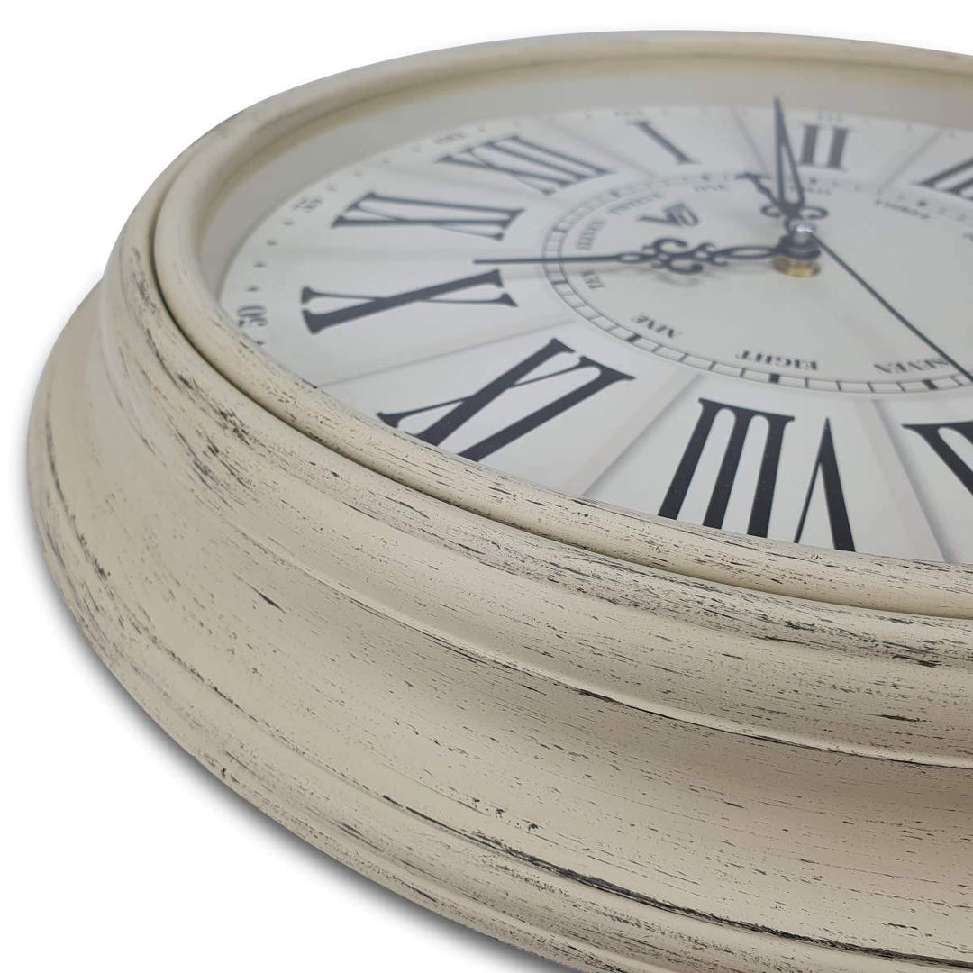 Victory Paisley Vintage Roman Wall Clock Cream 40cm CWH 6195White 6