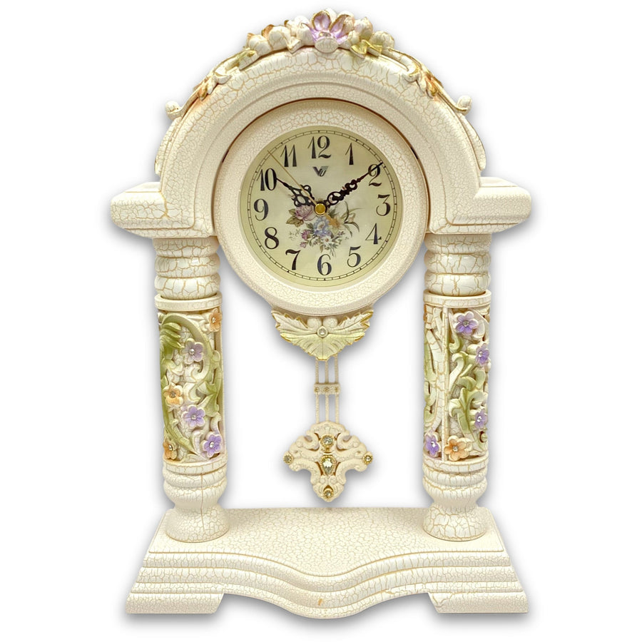 Victory Penelope Floral Arch Mantel Clock Cream 40cm TSS-1466 1