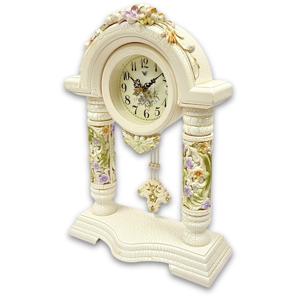 Victory Penelope Floral Arch Mantel Clock Cream 40cm TSS-1466 2