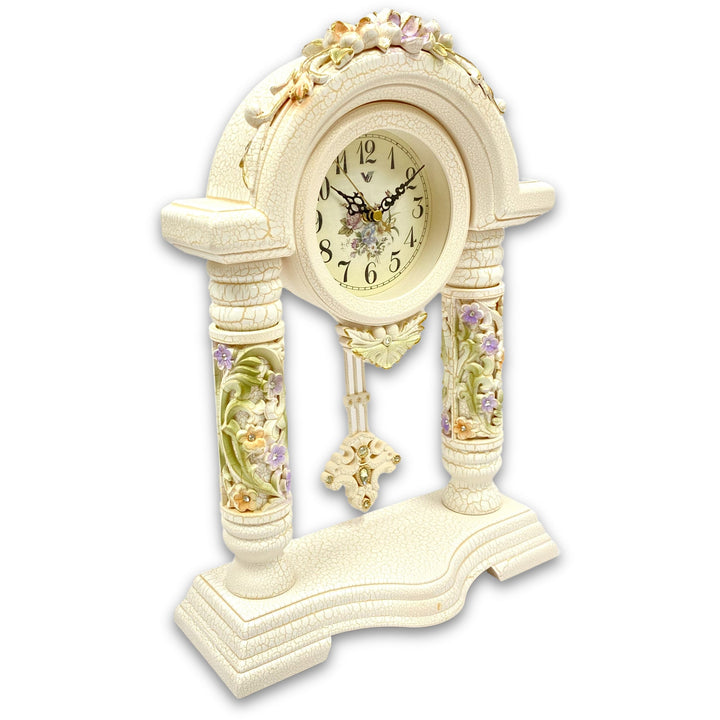 Victory Penelope Floral Arch Mantel Clock Cream 40cm TSS-1466 3