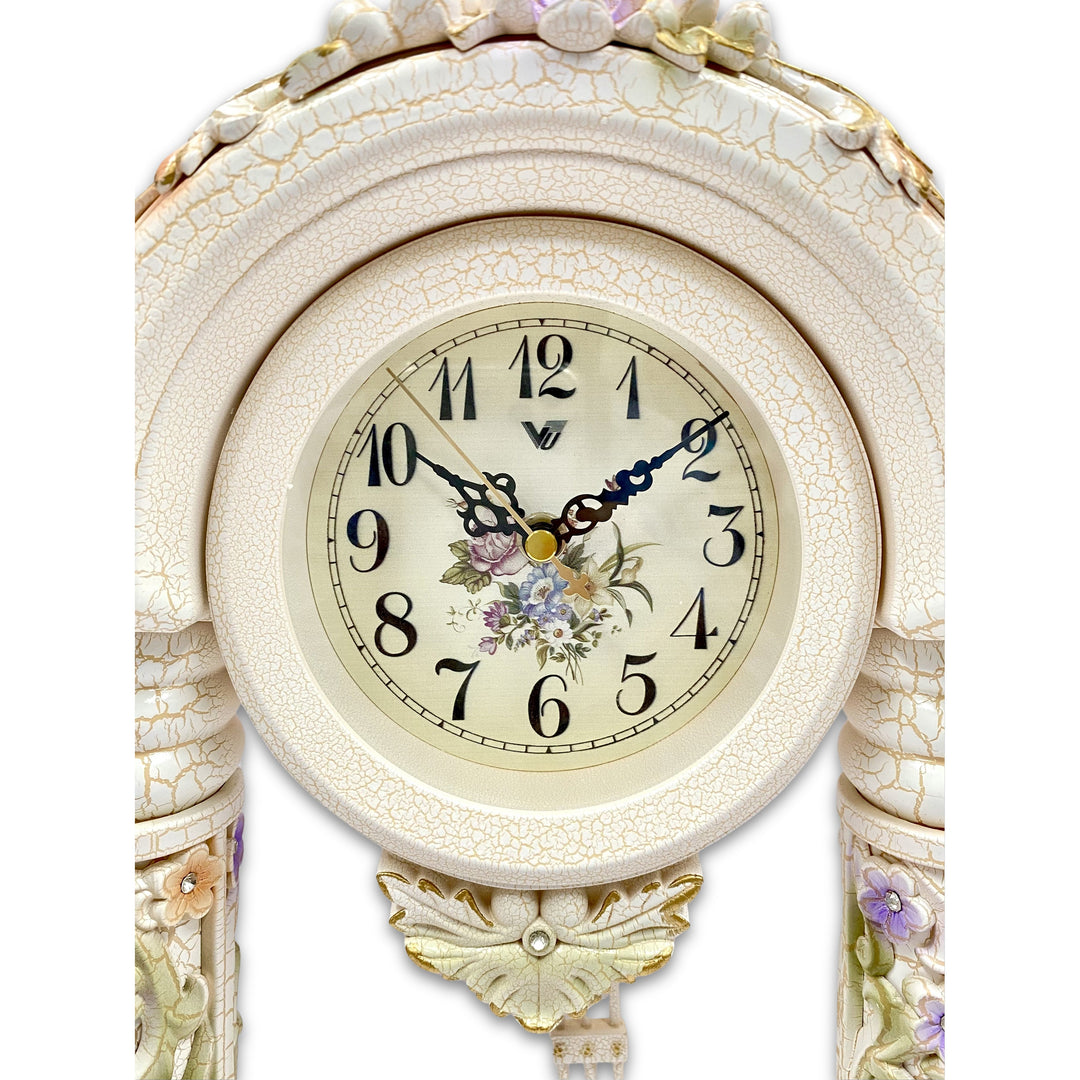 Victory Penelope Floral Arch Mantel Clock Cream 40cm TSS-1466 4