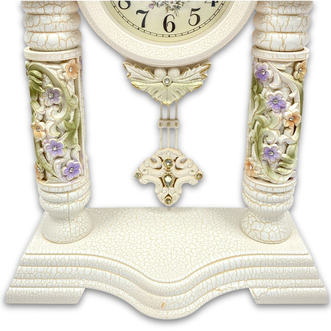 Victory Penelope Floral Arch Mantel Clock Cream 40cm TSS-1466 5