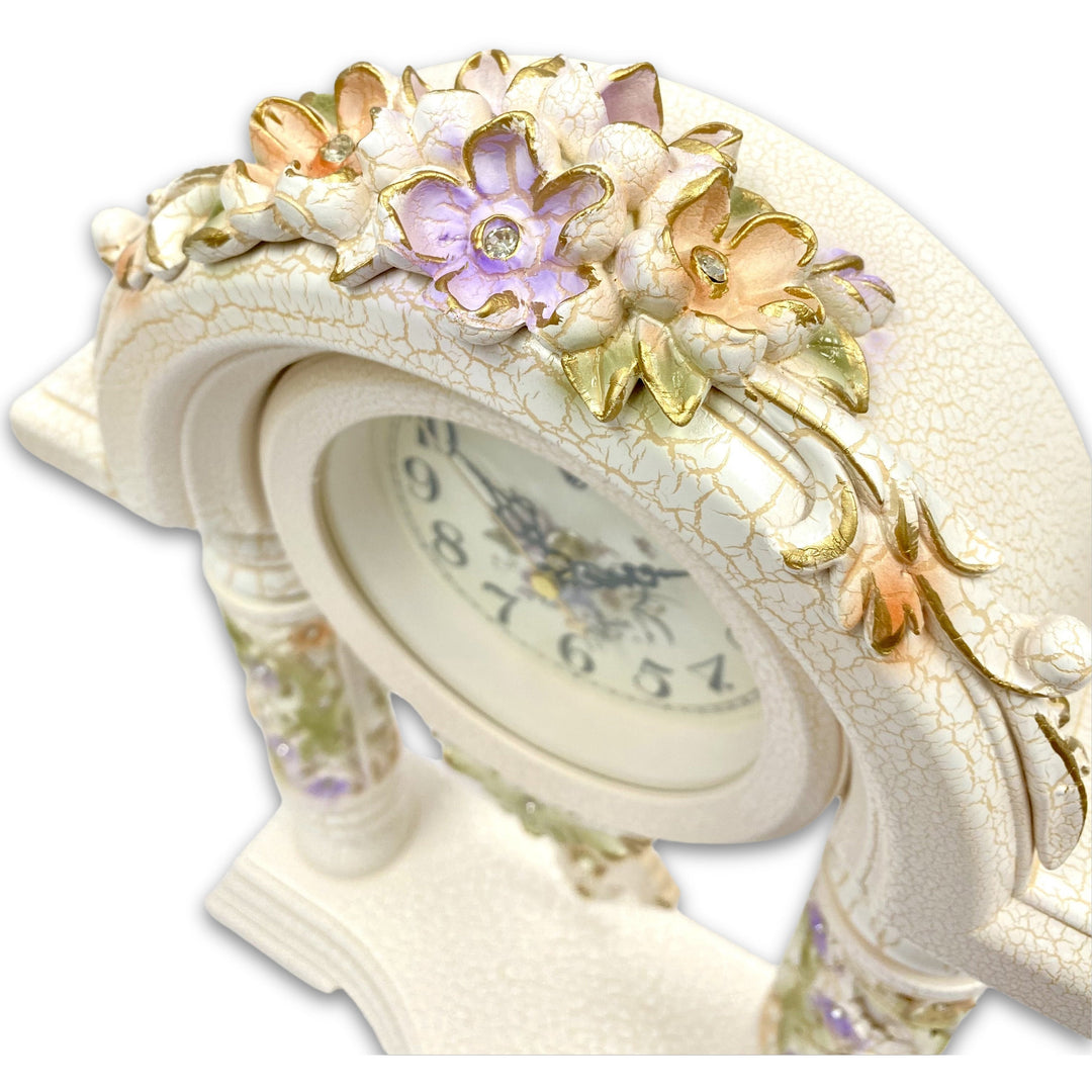 Victory Penelope Floral Arch Mantel Clock Cream 40cm TSS-1466 6