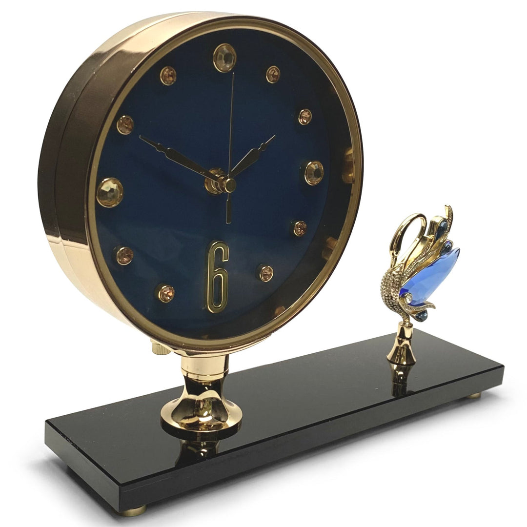 Victory Praiah Crystal Swan Mantel Clock Blue 17cm TCJ-622-BLU 2
