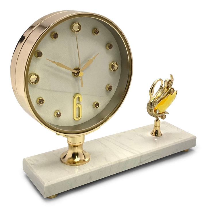 Victory Praiah Crystal Swan Mantel Clock White 17cm TCJ-622-WHI 3