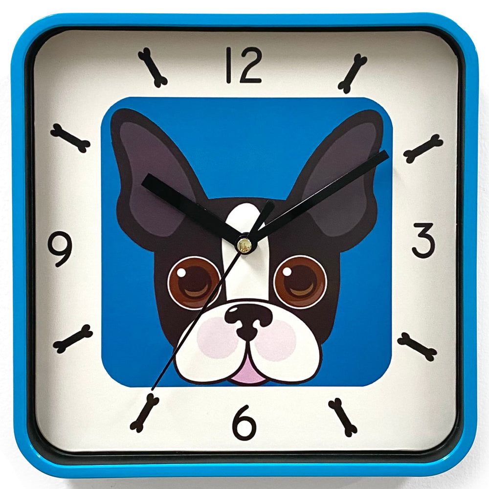 Victory Puppy Dog Tiny Square Wall Clock Blue 19cm CJH-6003B 2