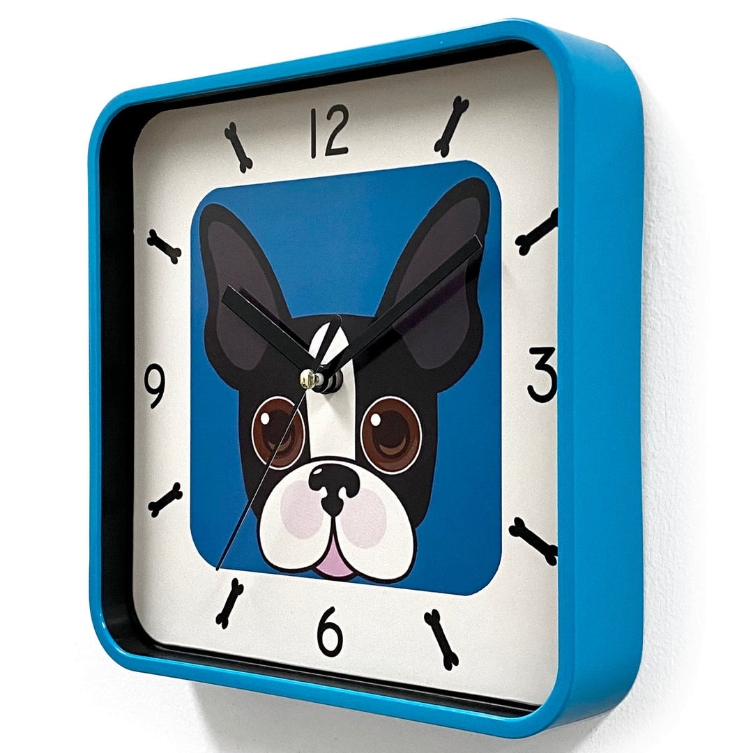 Victory Puppy Dog Tiny Square Wall Clock Blue 19cm CJH-6003B 3