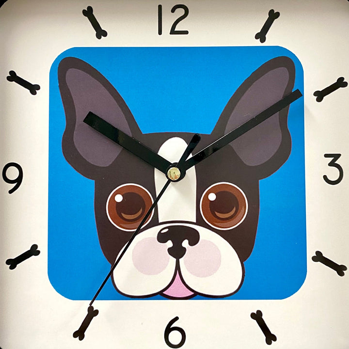 Victory Puppy Dog Tiny Square Wall Clock Blue 19cm CJH-6003B 5