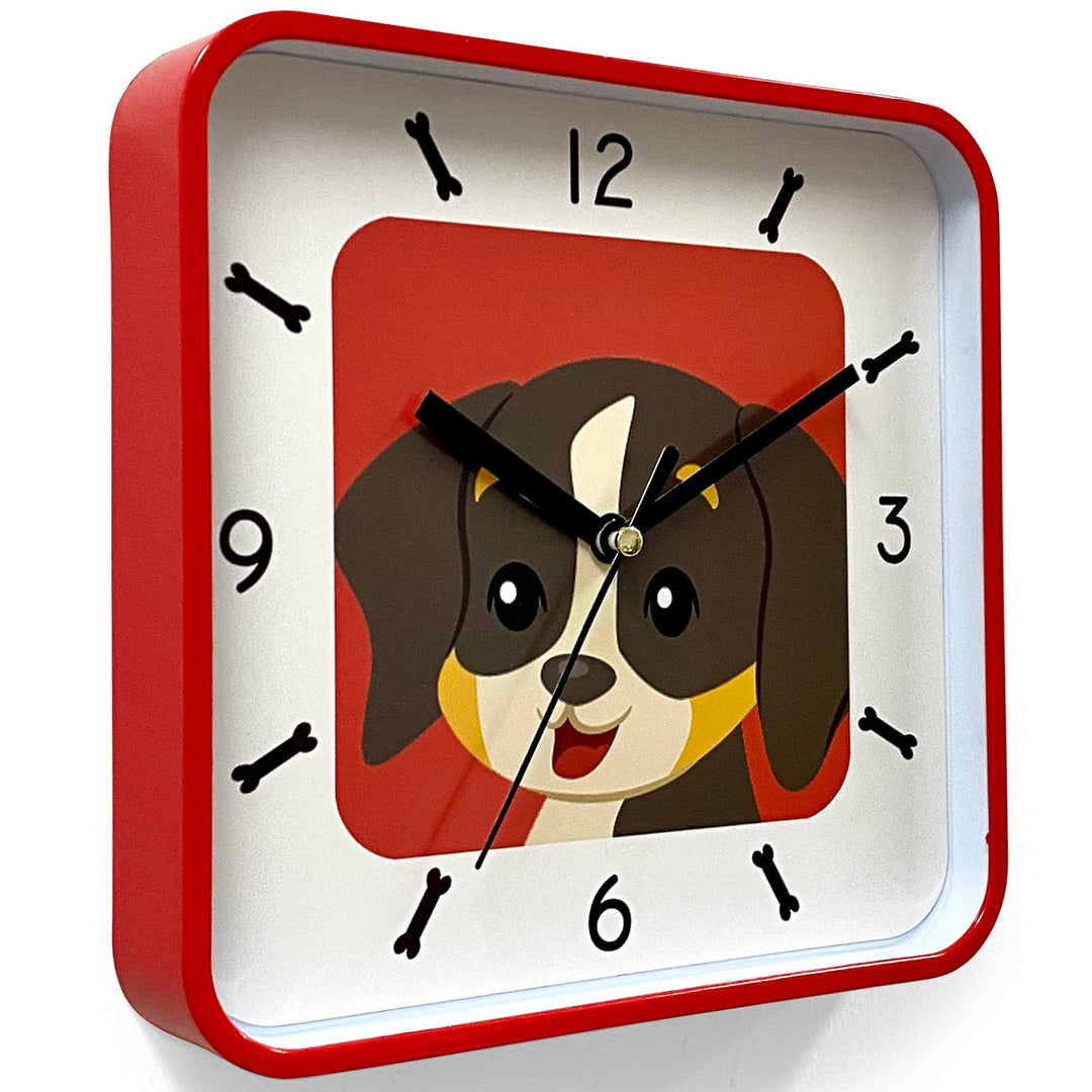 Victory Puppy Dog Tiny Square Wall Clock Red 19cm CJH-6003R 1