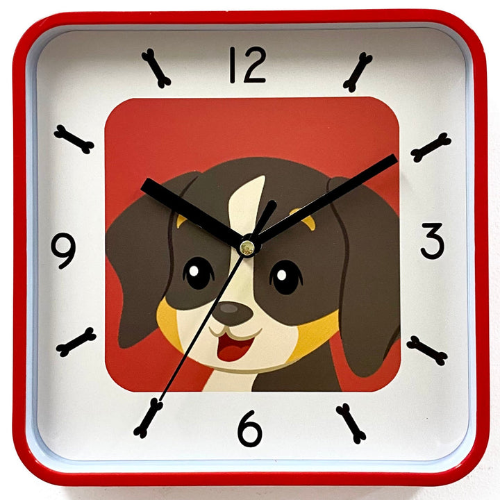 Victory Puppy Dog Tiny Square Wall Clock Red 19cm CJH-6003R 2