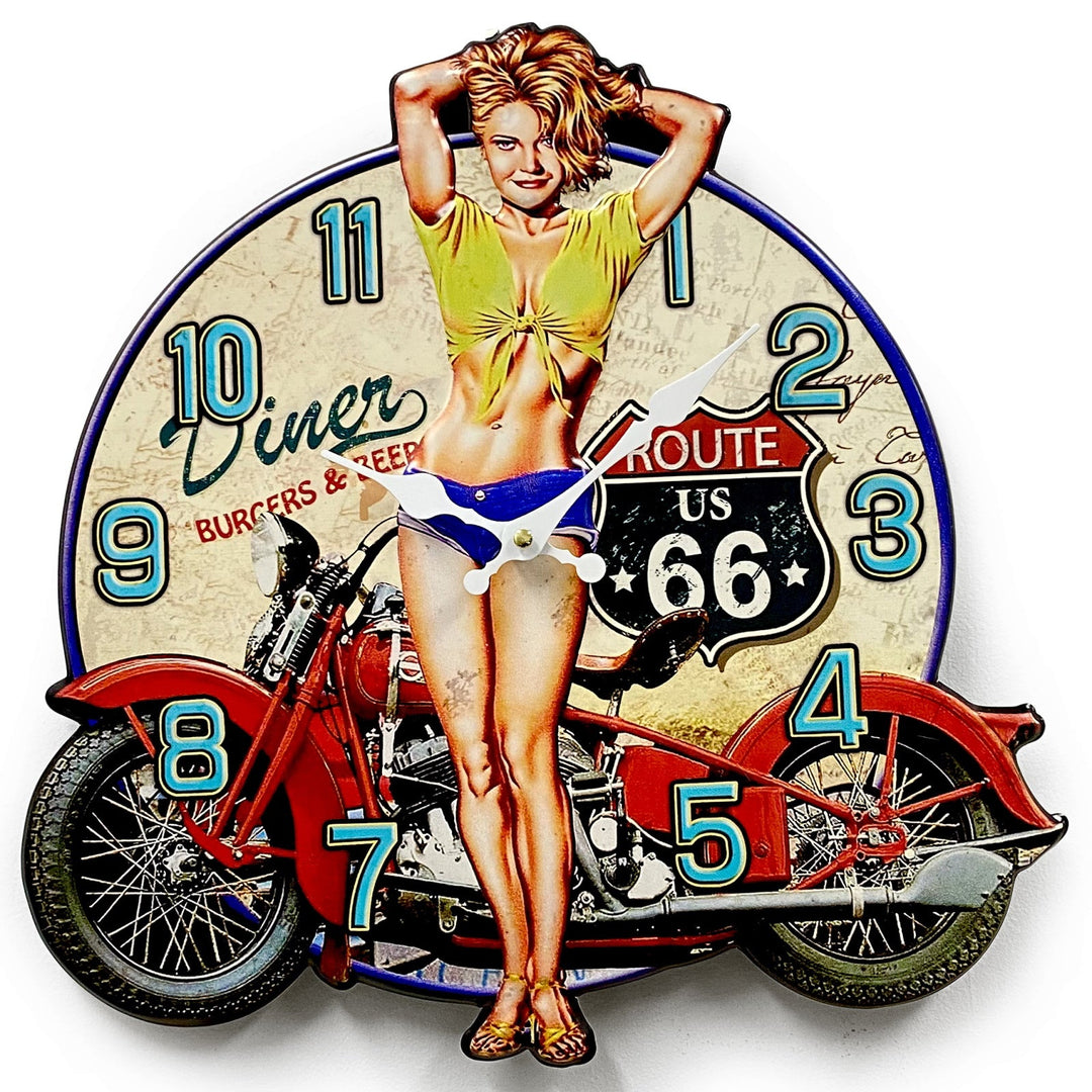 Victory Route 66 Diner Iron Stamped Wall Clock 40cm CHH-A3 1