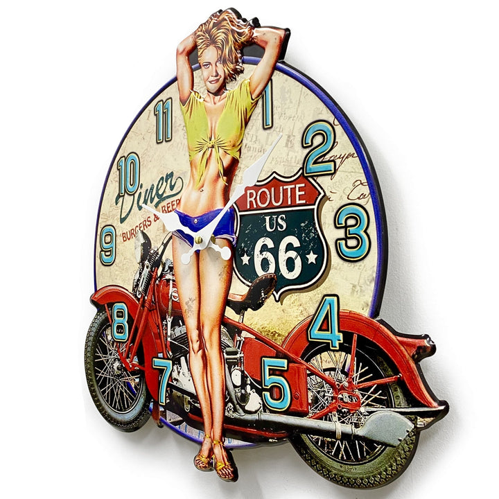 Victory Route 66 Diner Iron Stamped Wall Clock 40cm CHH-A3 2
