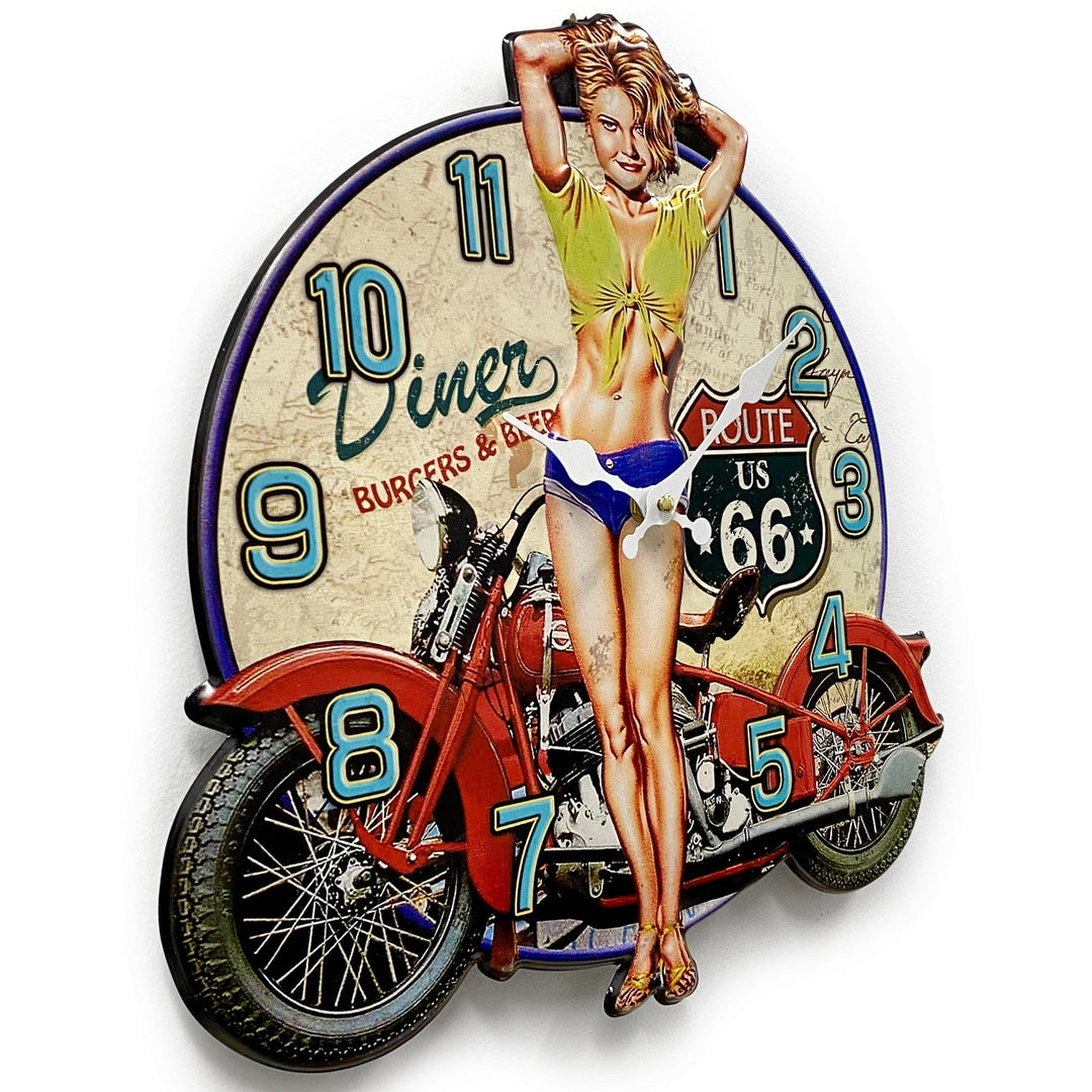 Victory Route 66 Diner Iron Stamped Wall Clock 40cm CHH-A3 3