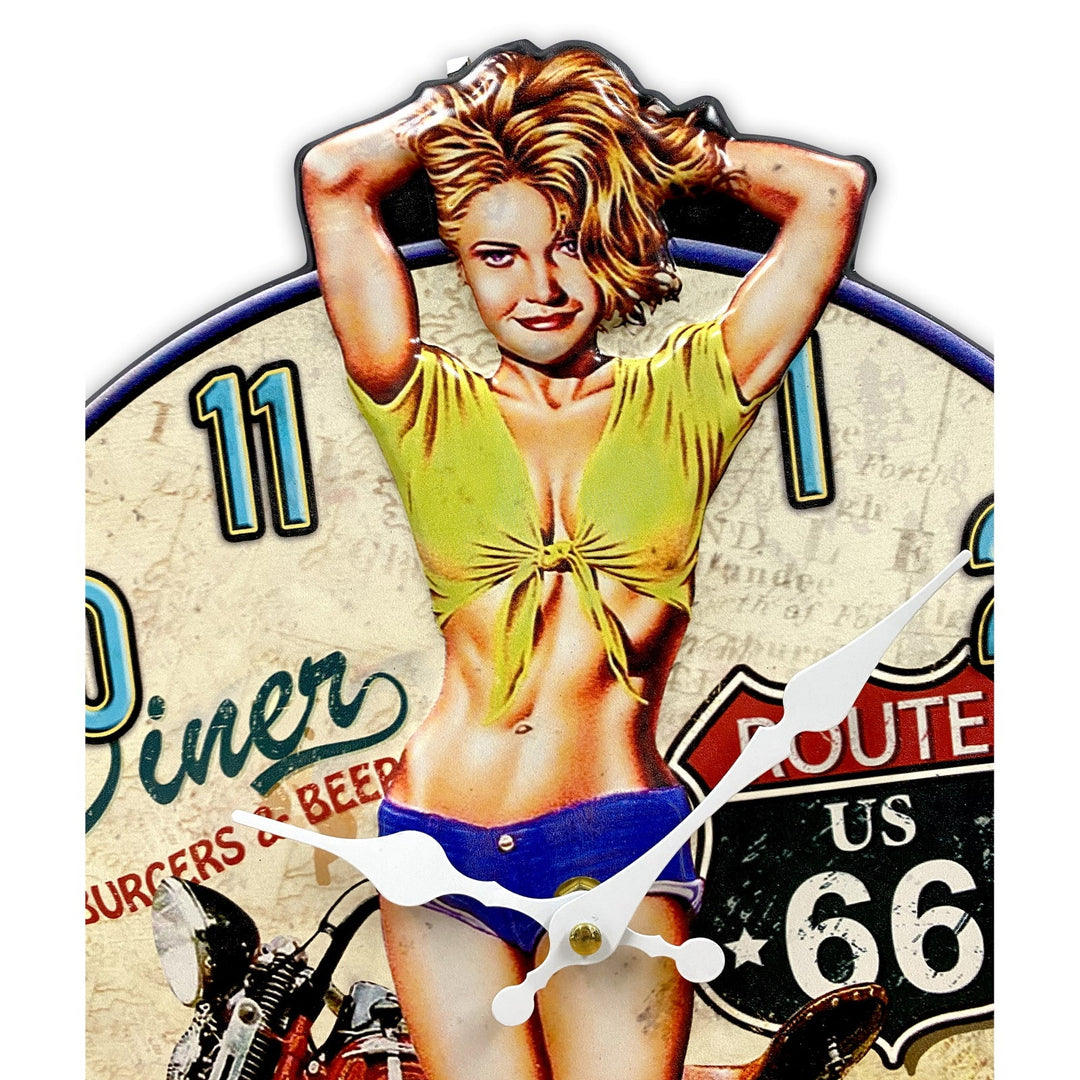Victory Route 66 Diner Iron Stamped Wall Clock 40cm CHH-A3 4