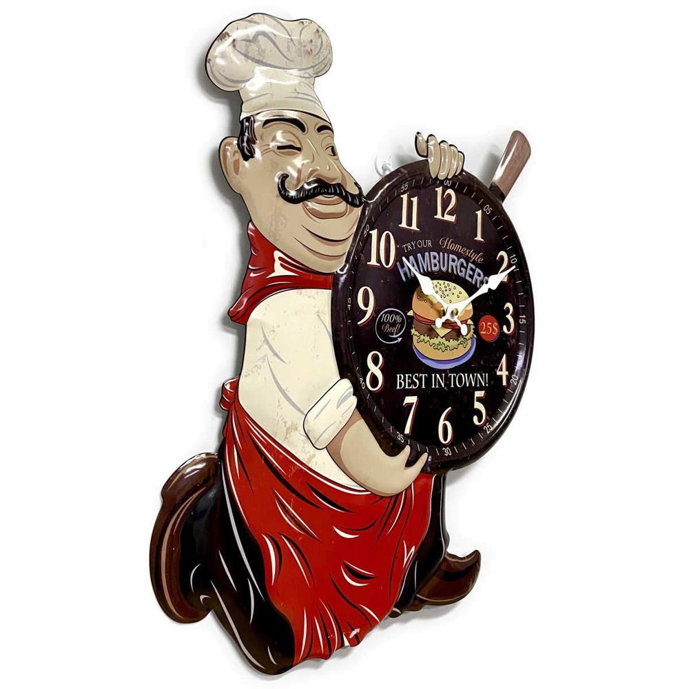 Victory Try Our Hamburgers Stamped Iron Wall Clock 54cm CHH-A1 2