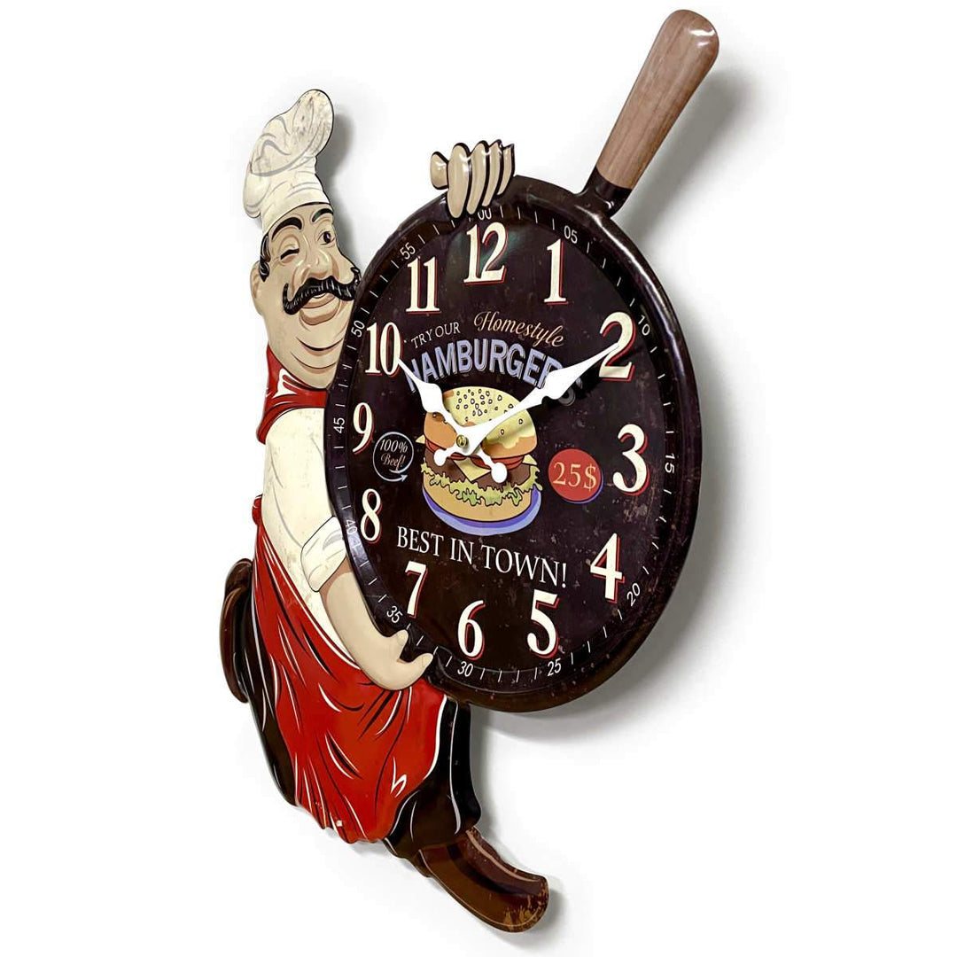 Victory Try Our Hamburgers Stamped Iron Wall Clock 54cm CHH-A1 3