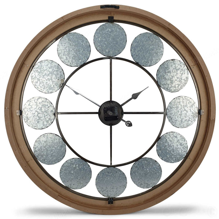 Victory Aramis Floating Roman Discs Metal Wood Wall Clock 80cm CEW-1907 Back