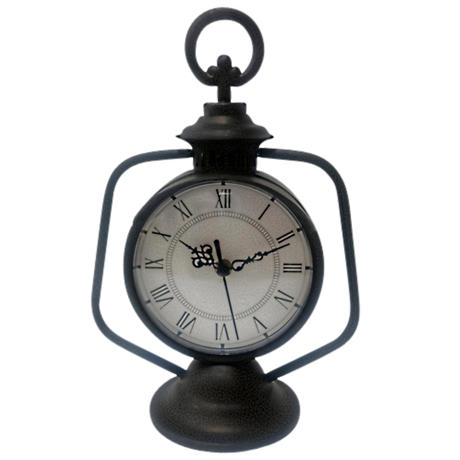 Yearn Antique Iron Lantern Desk Clock Black 30cm 16807CLK 1