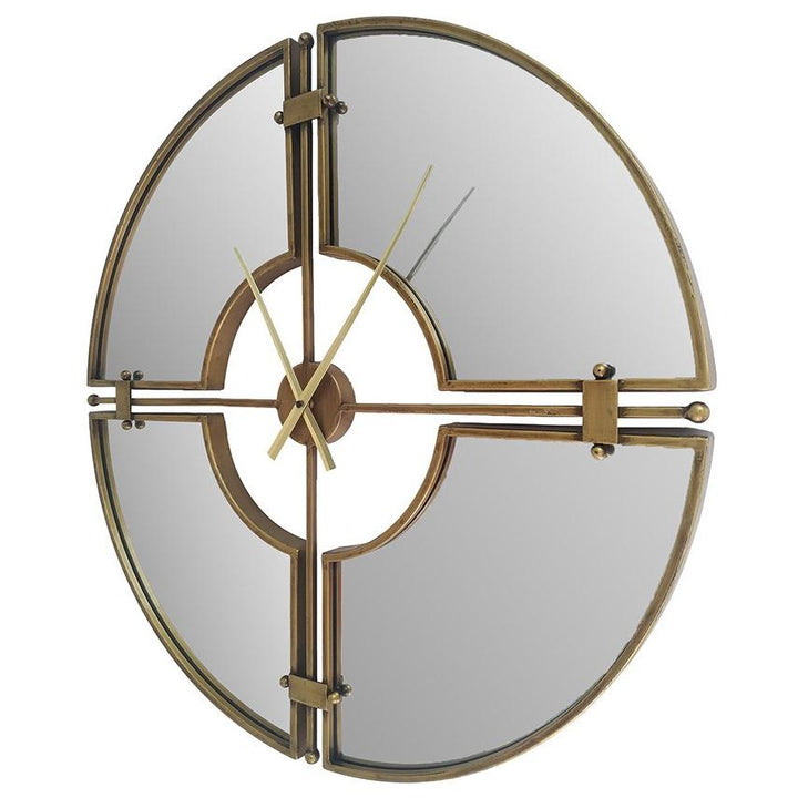 Yearn Aura Mirrored Wall Clock Distressed Gold 70cm 11732CLK 1