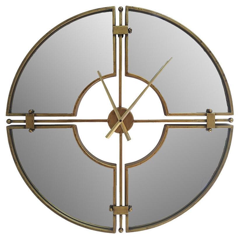 Yearn Aura Mirrored Wall Clock Distressed Gold 70cm 11732CLK 2