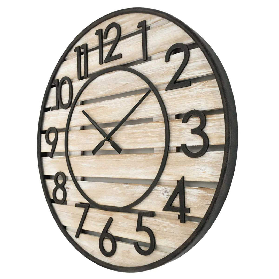 Yearn Beach House Wood Panels and Metal Wall Clock 70cm 11744CLK 2