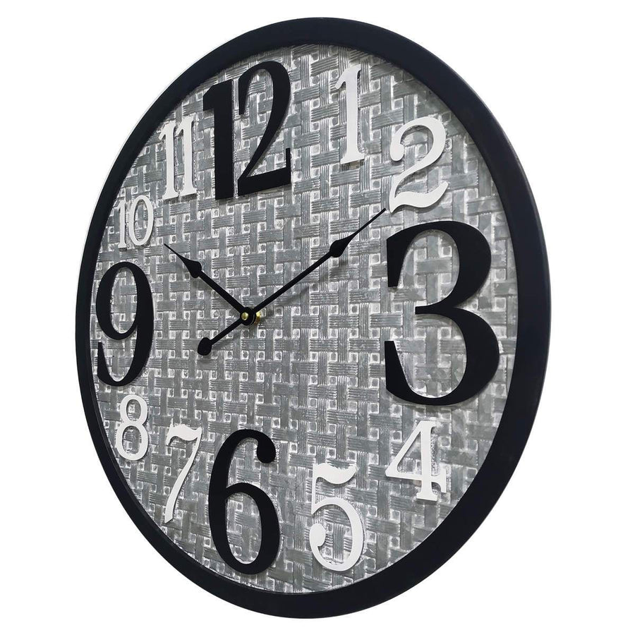 Yearn Bricka Metal Black and Silver Wall Clock 50cm 11739CLK 1