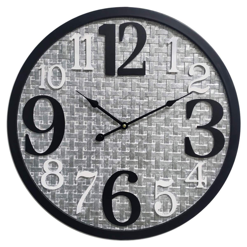 Yearn Bricka Metal Black and Silver Wall Clock 50cm 11739CLK 2