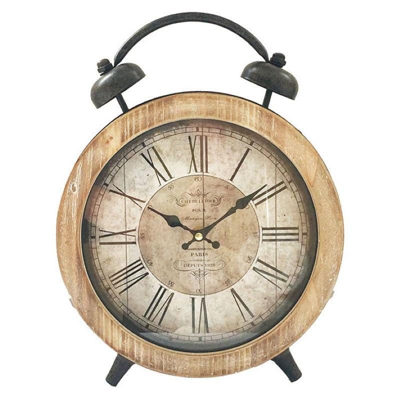 Yearn Cafe de la Tour Faux Twin Bell Alarm Desk Clock 32cm 11728CLK 2