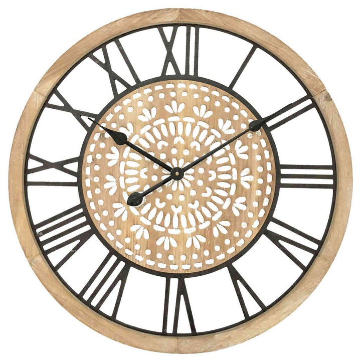 Yearn Carved Industro Hamptons Wall Clock 60cm 11741CLK 1