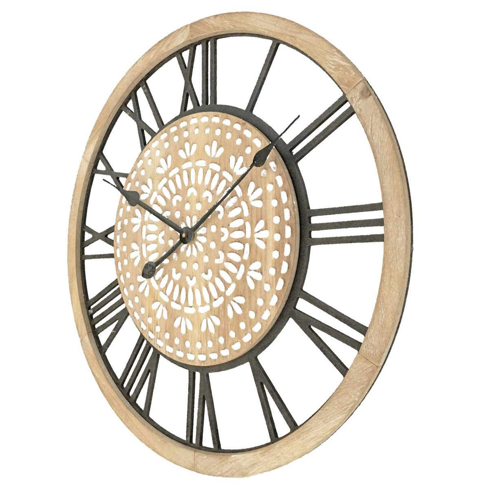 Yearn Carved Industro Hamptons Wall Clock 60cm 11741CLK 2