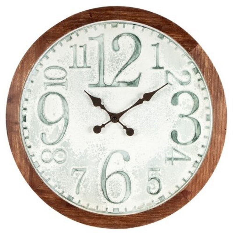 Yearn Distressed Finish Sage and White Wall Clock 63cm 90222CLK 1
