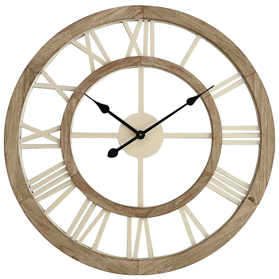 Yearn Hamptons Double Frame Floating Roman Wall Clock Natural 70cm 11752CLK 1