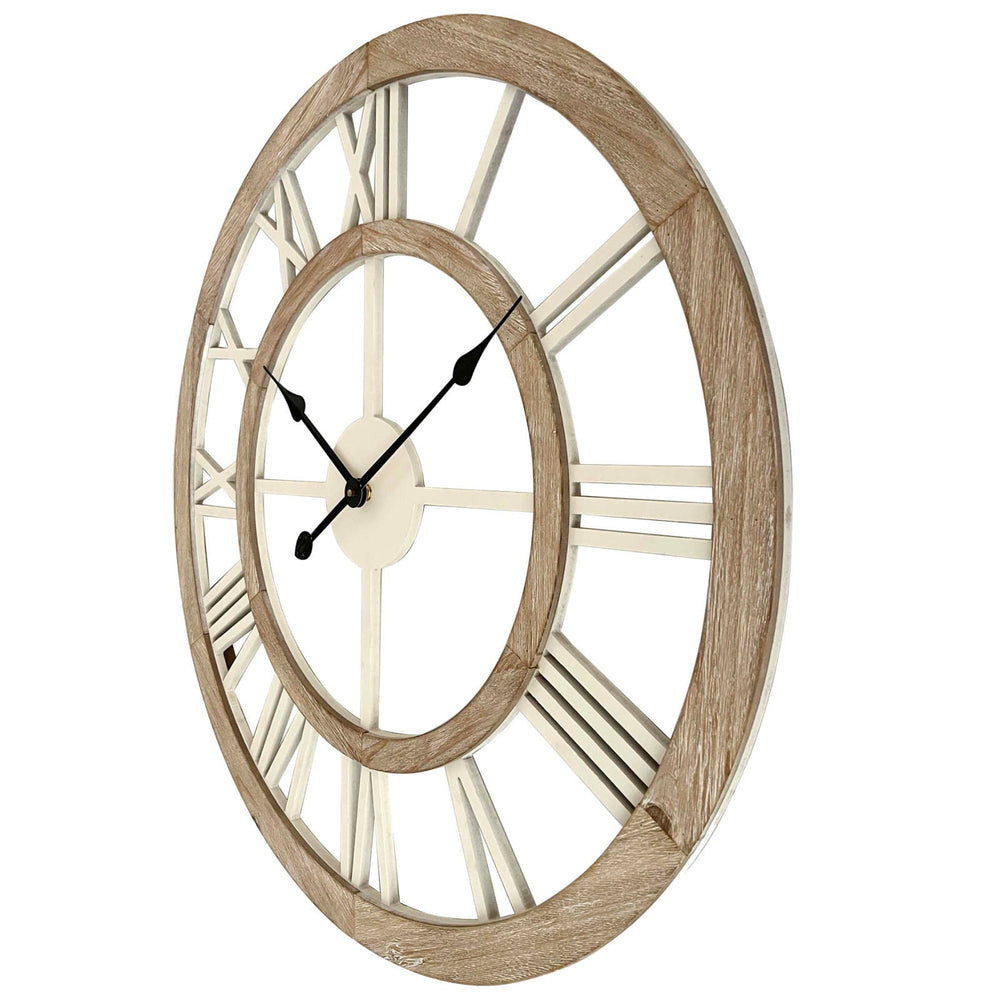 Yearn Hamptons Double Frame Floating Roman Wall Clock Natural 70cm 11752CLK 2
