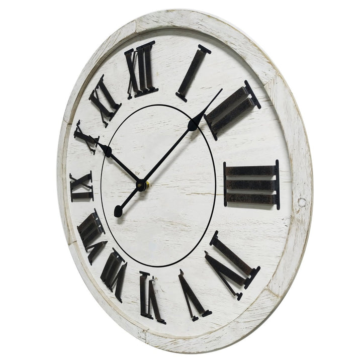 Yearn Hamptons Raised Roman Numerals Wall Clock White 60cm 11733CLK 1