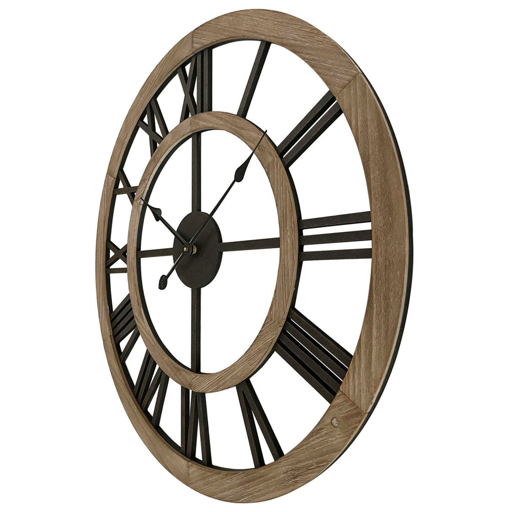 Yearn Industro Hamptons Double Frame Floating Roman Wall Clock Black 70cm 11753CLK 2