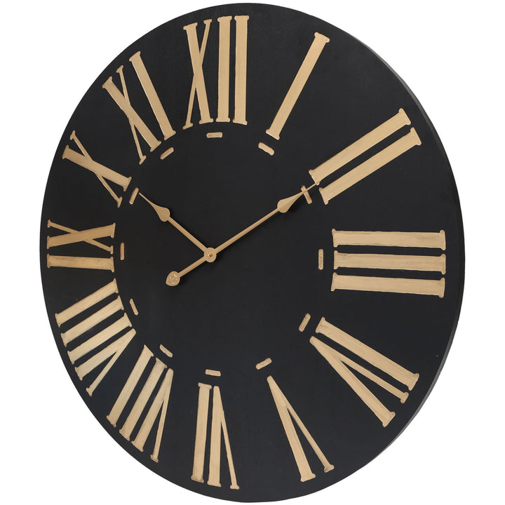Yearn Nero Carved Debossed Black and Gold Wall Clock 80cm 92045CLK 2