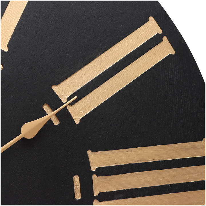Yearn Nero Carved Debossed Black and Gold Wall Clock 80cm 92045CLK 3
