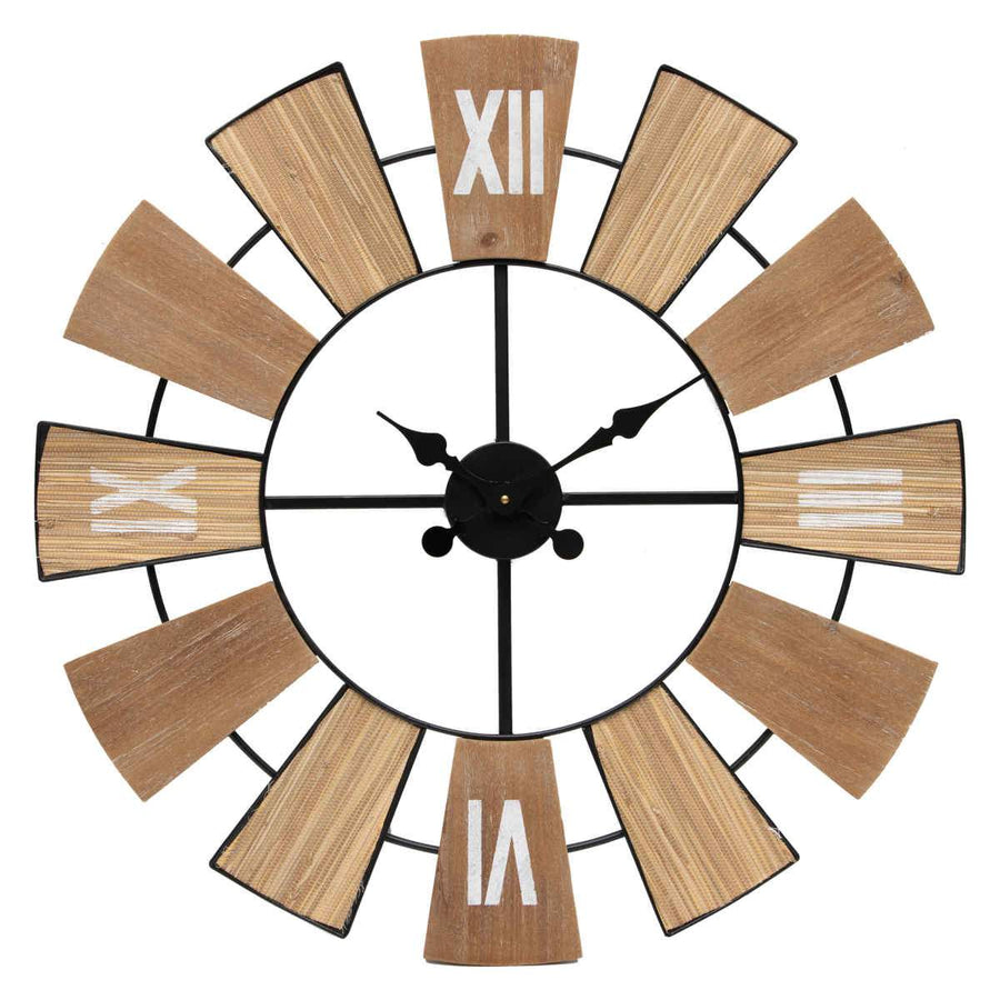 Yearn Nordic Mix Timber Tones Wood and Metal Wall Clock 70cm 92001CLK 1