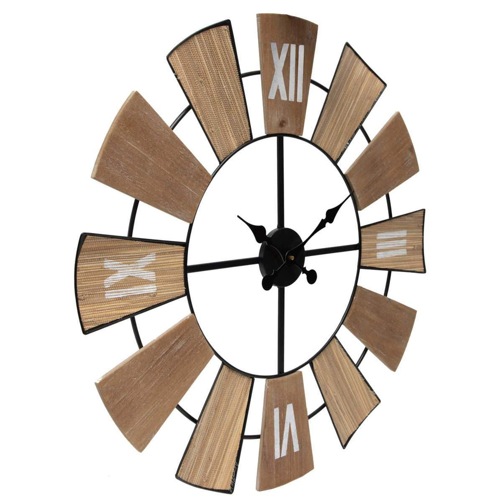 Yearn Nordic Mix Timber Tones Wood and Metal Wall Clock 70cm 92001CLK 2