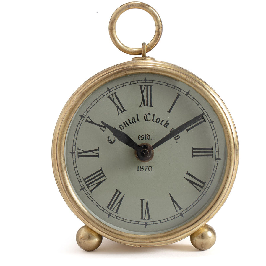 Yearn Round Antique Gold Iron Colonial Desk Clock 12cm 59050CLK 1