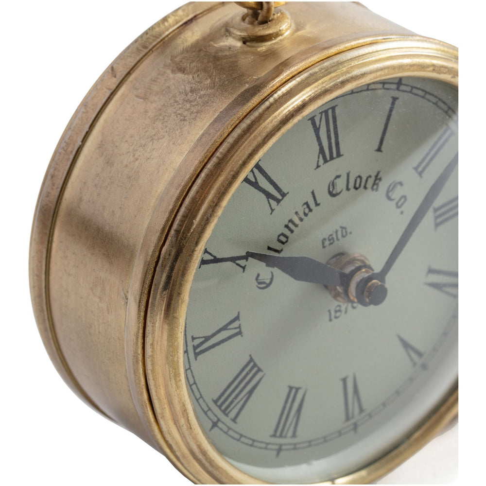 Yearn Round Antique Gold Iron Colonial Desk Clock 12cm 59050CLK 2