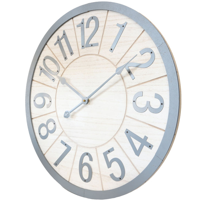 Yearn Scandi Grey and Natural Wooden Wall Clock 60cm 11743CLK 1