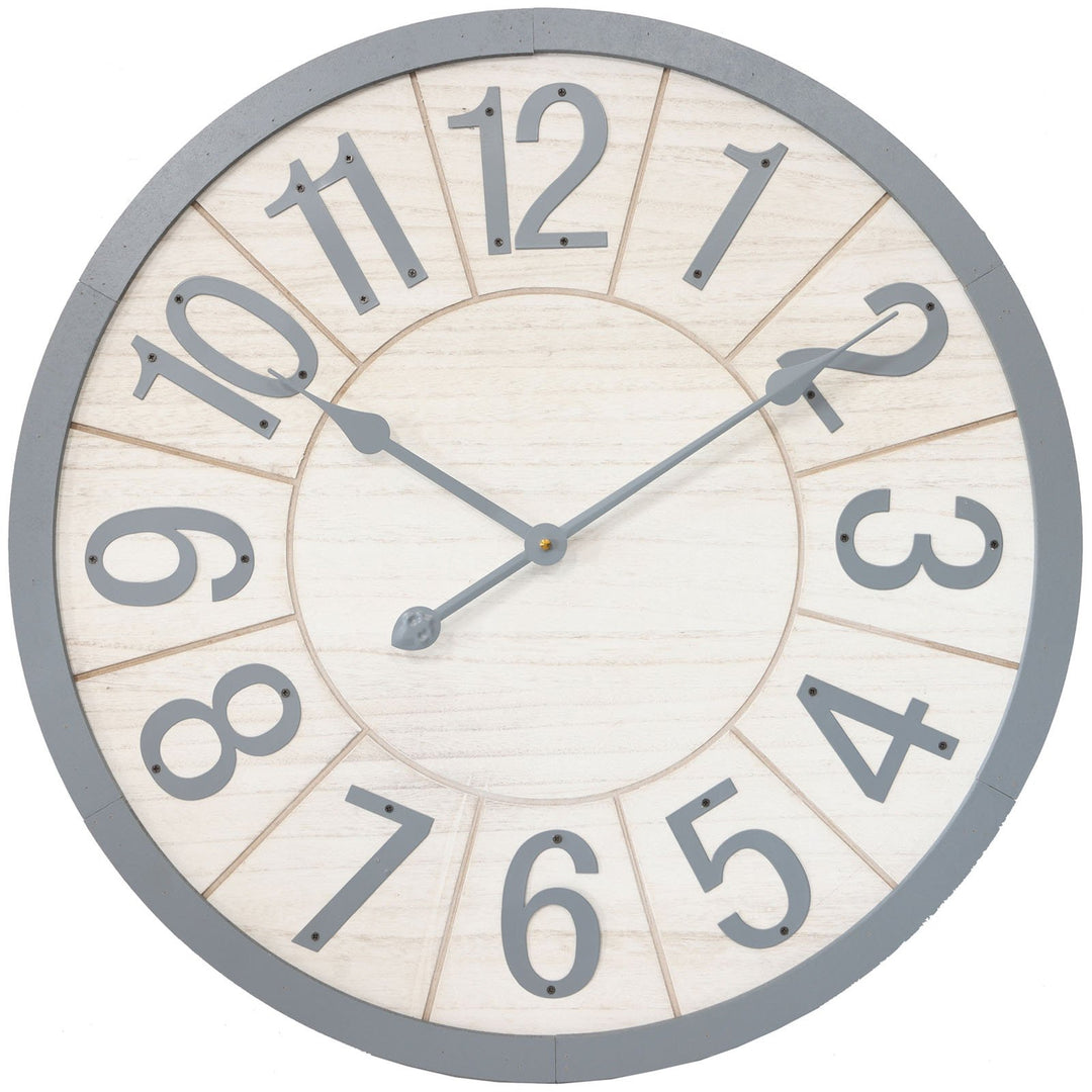 Yearn Scandi Grey and Natural Wooden Wall Clock 60cm 11743CLK 2