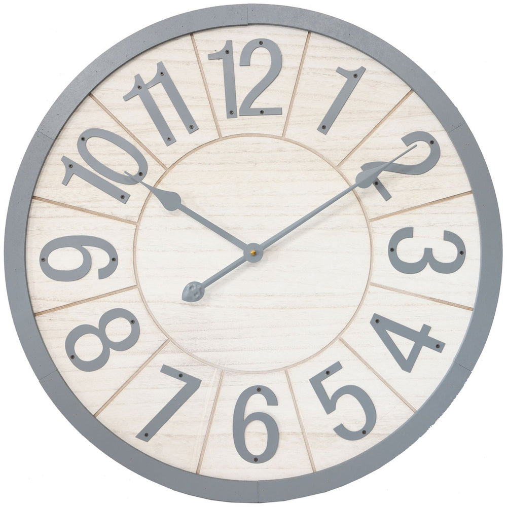 Yearn Scandi Grey and Natural Wooden Wall Clock 60cm 11743CLK 2