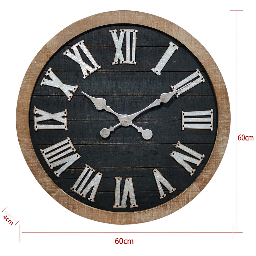 Yearn Vintage Industrial Black Wooden Boards Wall Clock 60cm 92091CLK 2